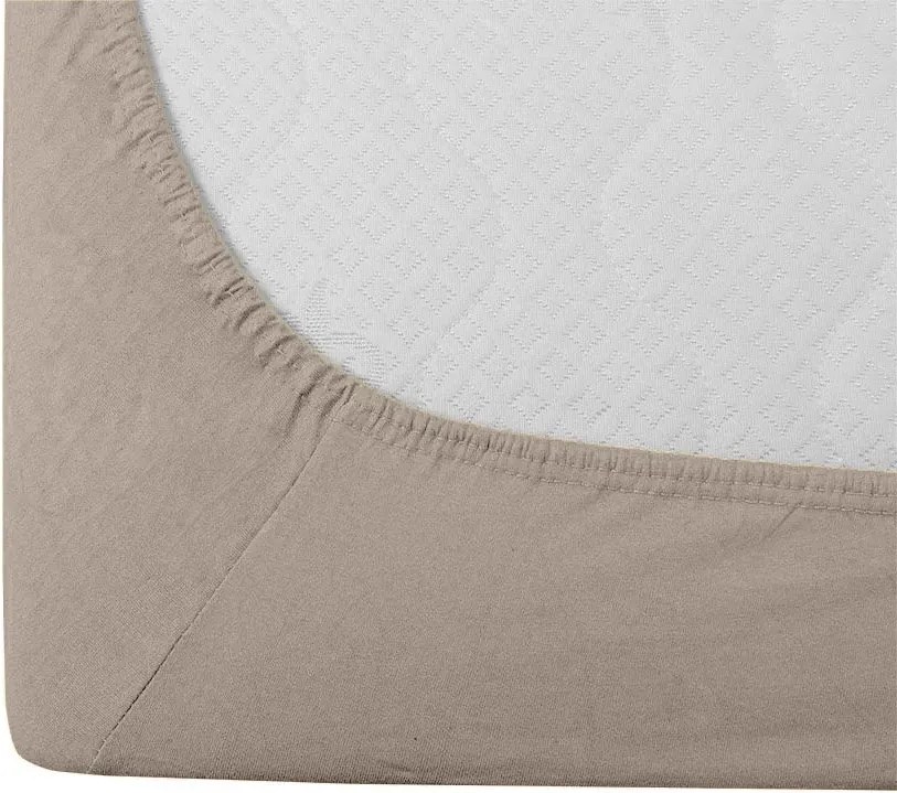 Set lenjerie de pat din crepon HEARTILO POLY bej + cearsaf Jersey 90x200 cm nisip, pat de o singura persoana