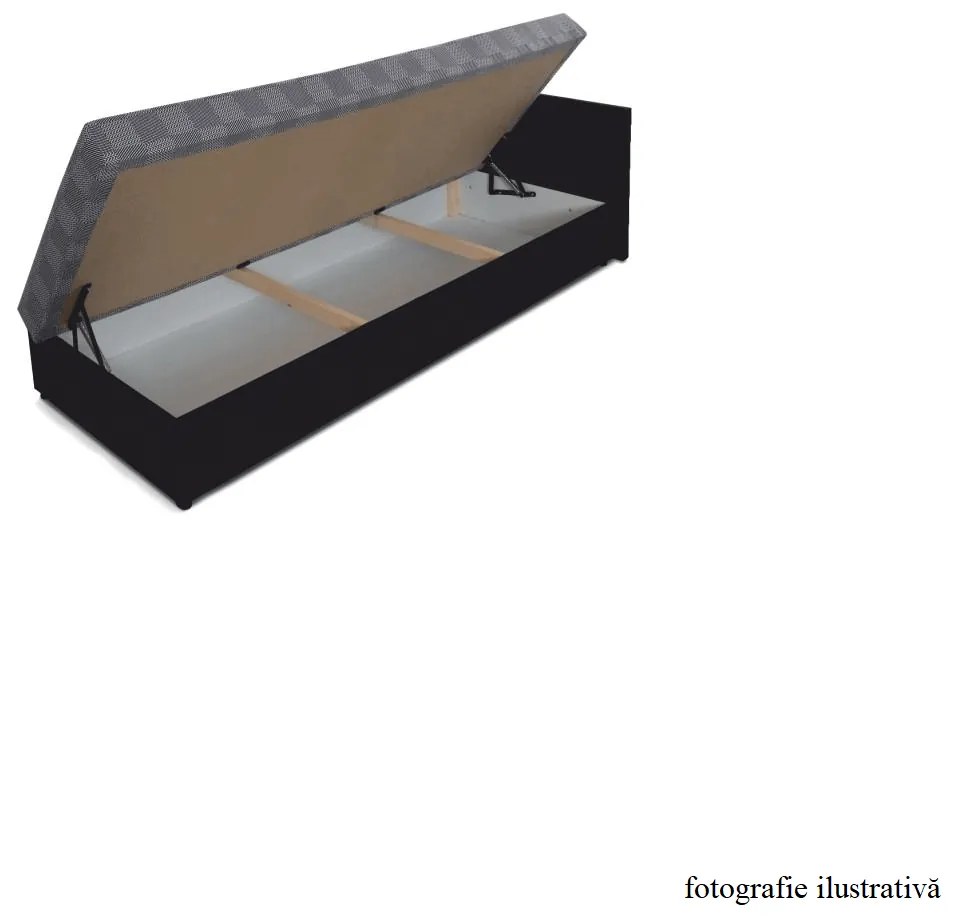 Pat cu spaţiu pentru depozitare, versiune de stânga, piele eco maro+material cu imprimeu, JUDIT