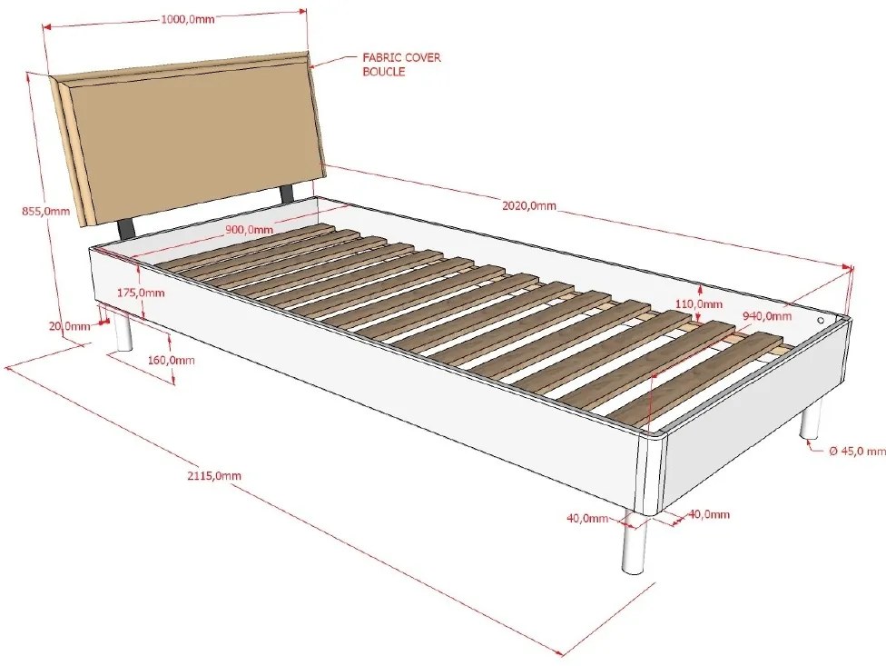 Set FORREST OAK format dintr-un Pat copii (90 x 200 cm) și o noptieră.