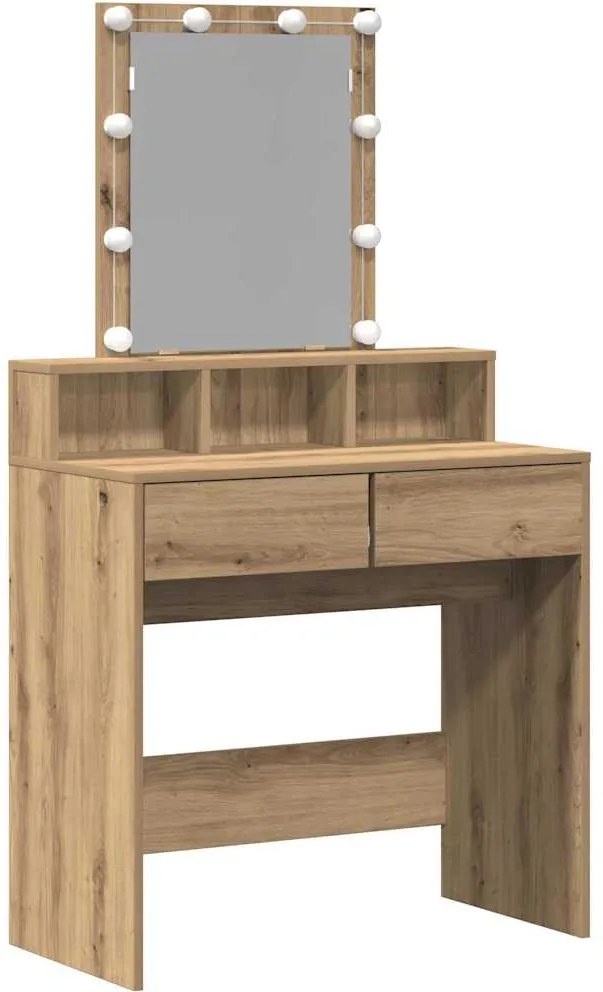 vidaXL Masă de toaletă cu sertar stejar artizanal 80 x 41 x 144.5 cm