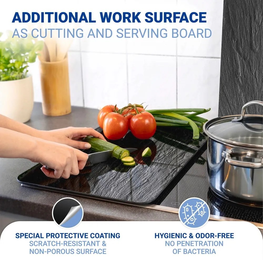 Set 2 protecții din sticlă pentru aragaz Wenko Slates, 52 x 30 cm