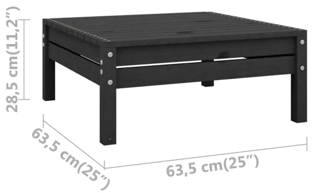 Set mobilier de gradina, 3 piese, negru, lemn masiv de pin Negru, 2x mijloc + masa, 1