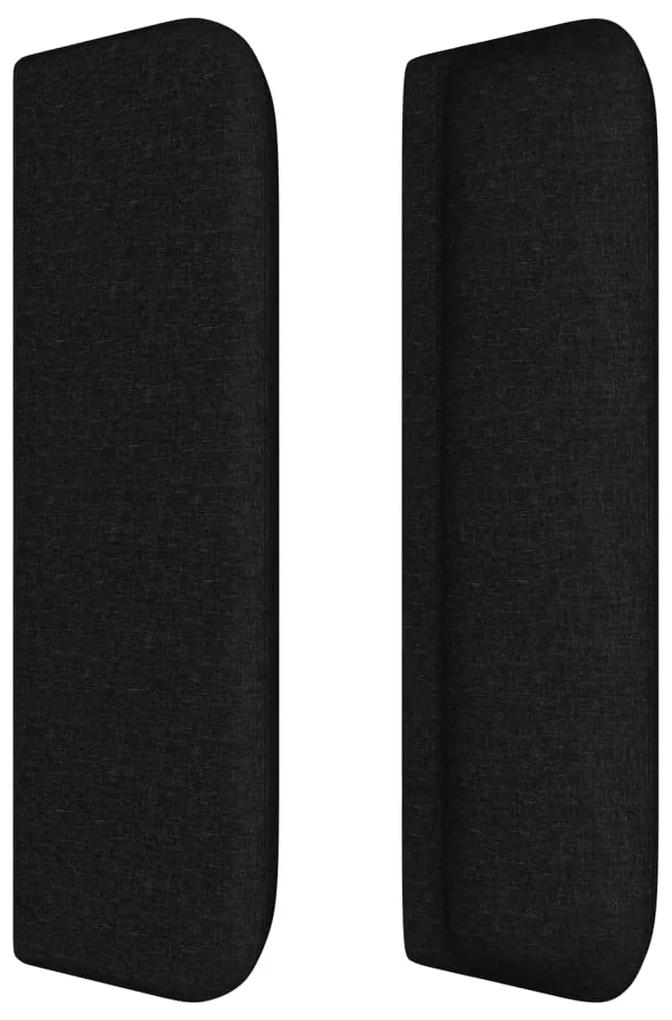 Tablie de pat cu aripioare negru 203x16x78 88 cm textil 1, Negru, 203 x 16 x 78 88 cm