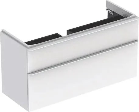 Dulap baza pentru lavoar suspendat Geberit Smyle Square alb 2 sertare 119 cm