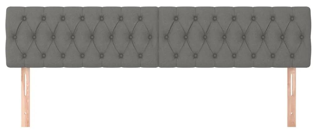 Tablii de pat, 2 buc, gri inchis, 100x7x78 88 cm, textil 2, Morke gra, 200 x 7 x 78 88 cm