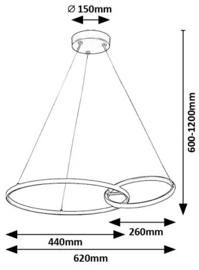 Lustră LED pe cablu Rabalux 72296 EMILION LED/36W/230V negru/auriu