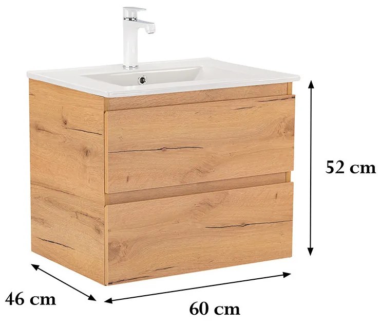 Dulap inferior Vario Forte 60 cu lavoar stejar-stejar