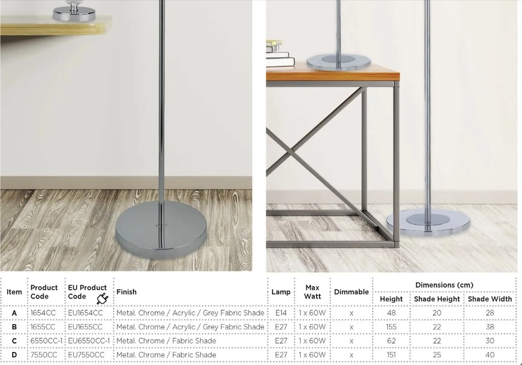 Lampadar / Lampa de podea moderna Carter EU7550CC SRT