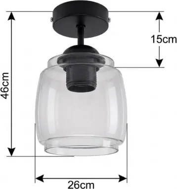 BRILAGI - Lustru LED aplicat R GLASS 1xE27/60W/230V Ø 26 cm negru/gri fumuriu