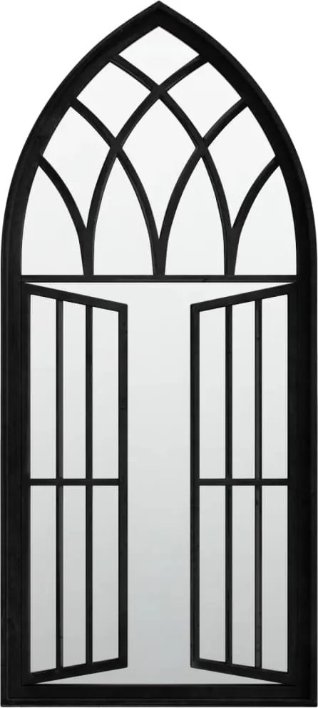 vidaXL Oglindă de grădină, negru, 100x45 cm, fier, uz exterior