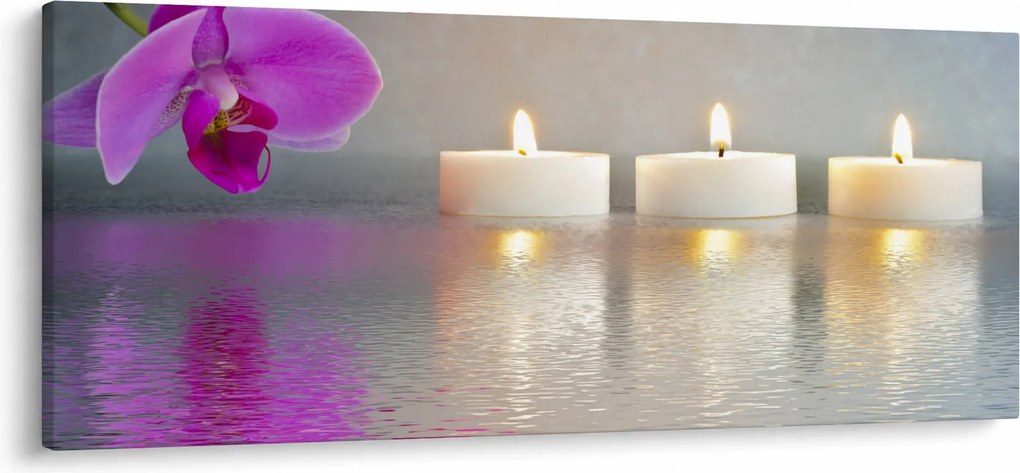 Tablou cu lumânări pe apă (120x50 cm)