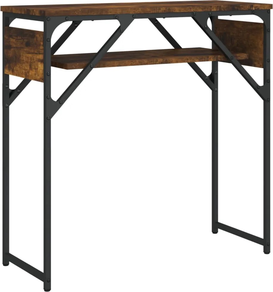 vidaXL Măsuță consolă cu raft stejar fumuriu 75x30x75cm lemn prelucrat