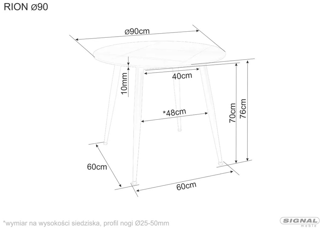 Masa Rion alb/negru ø90 cm