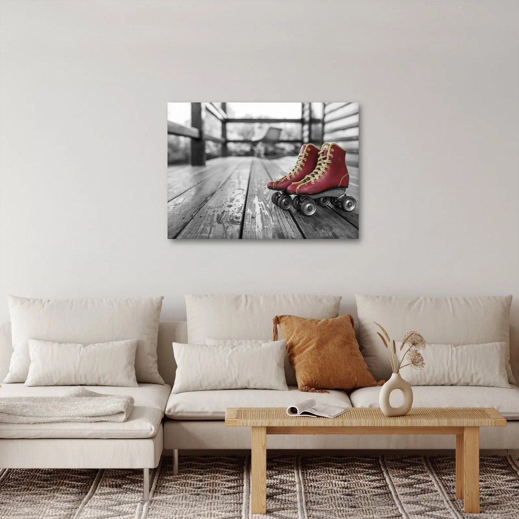 Tablou cu pantofi cu role vechi roșii (70x50 cm)