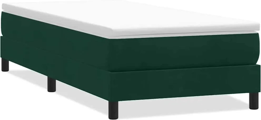 vidaXL Pat cu arcuri fără saltea verde închis 90x210 cm catifea