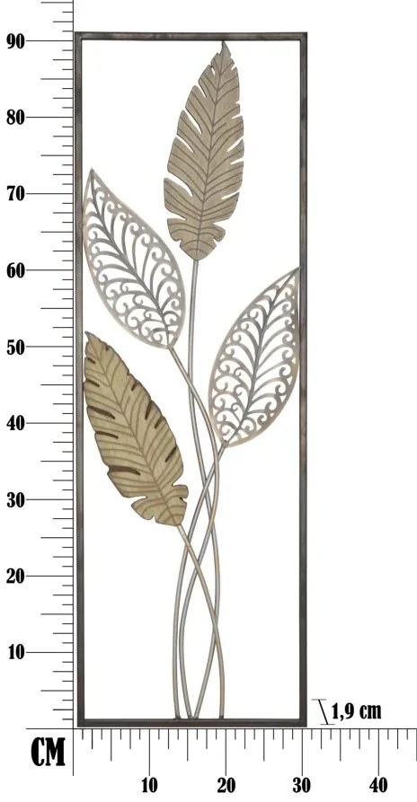 Mauro Ferretti Decoratiune de perete din lemn, frunze-A- CM 30,5X1,90X91