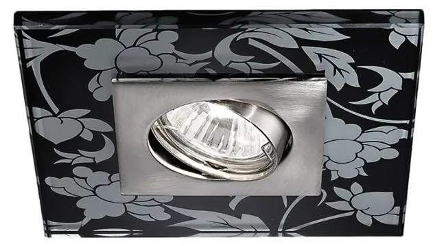 Spot incastrabil tavan directionabil cu sticla decorativa CLASA crom satin/negru