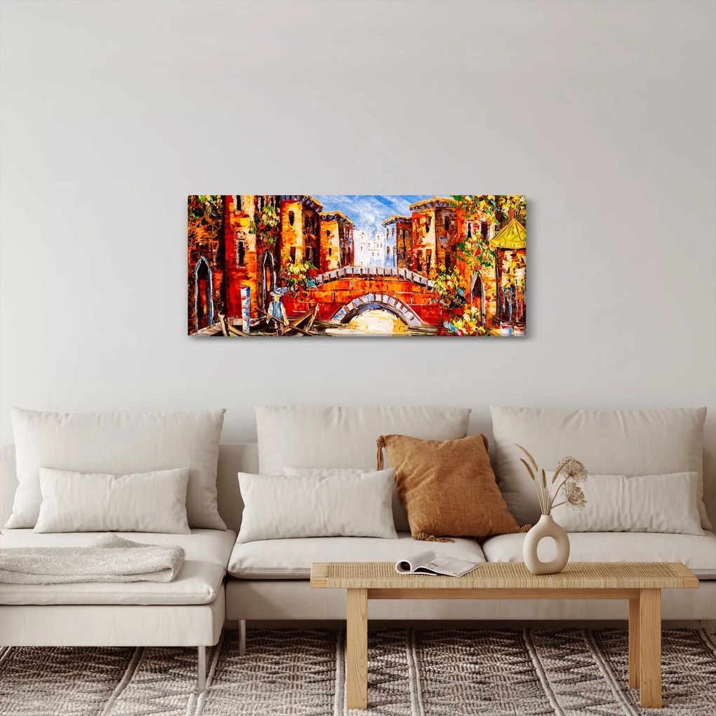 Tablou - Pictură în ulei a orașului III. (120x50 cm)