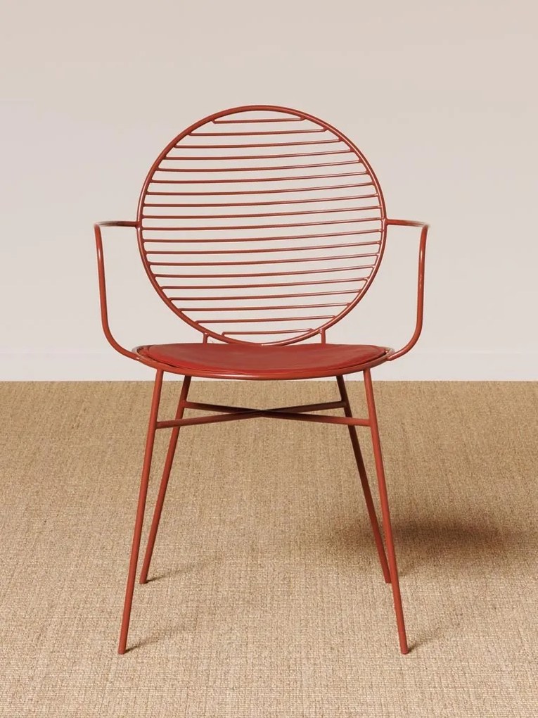 Scaun de exterior, rosu, din metal, Klara