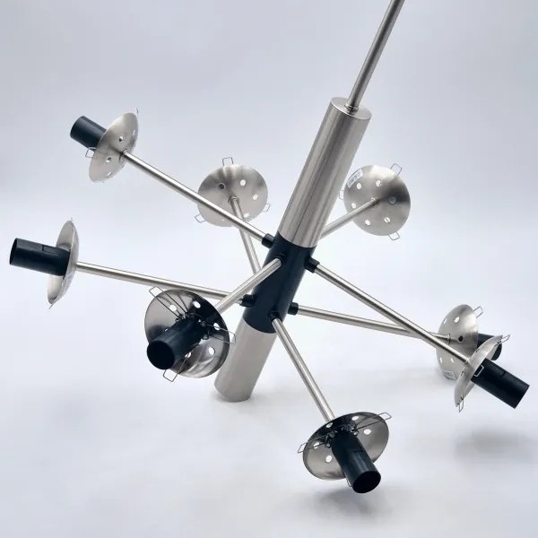 Lustră pe tijă ROLLO 8xE14/5W/230V crom mat/fumuriu