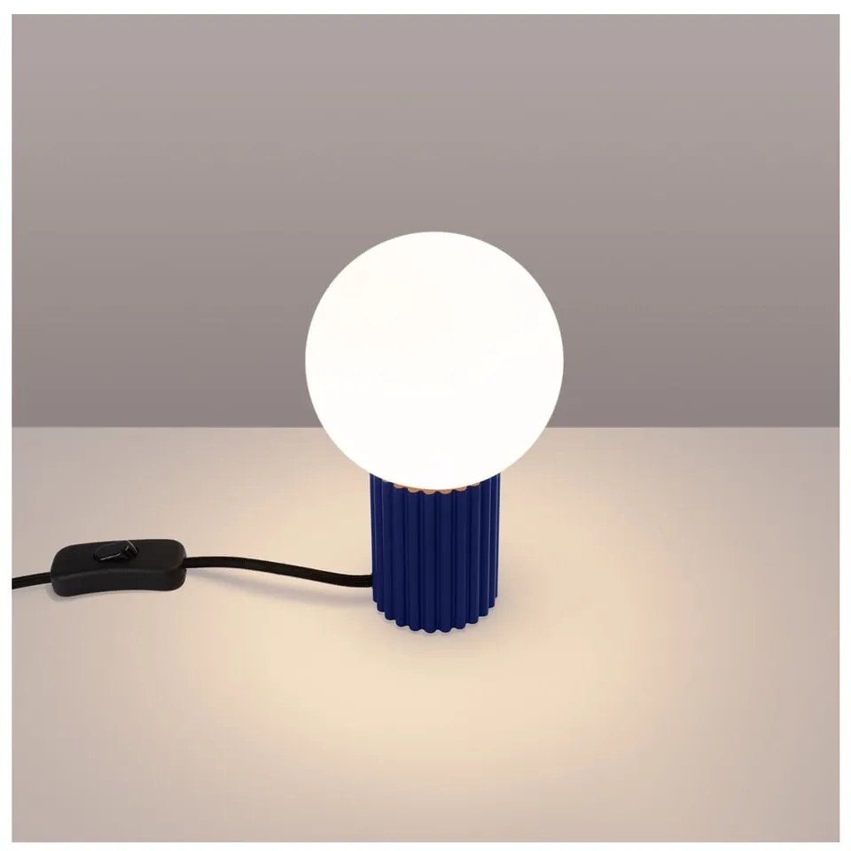 Veioză albastru-închis cu abajur din sticlă (înălțime 19 cm) Orbital – Sollux