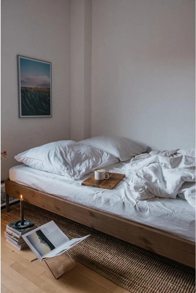 Pat matrimonial maro din lemn de pin cu somieră 140x200 cm Core – Karup Design