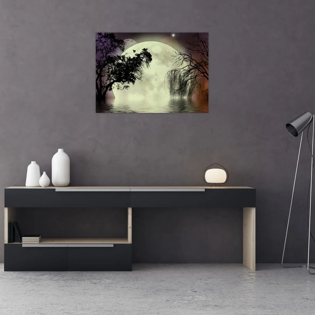 Tablou - Lună plină deasupra apei (70x50 cm)