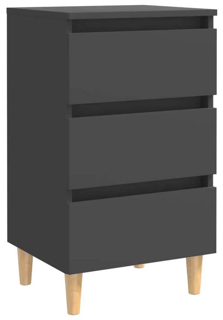 805891 vidaXL Noptieră cu picioare lemn masiv, gri, 40x35x69 cm