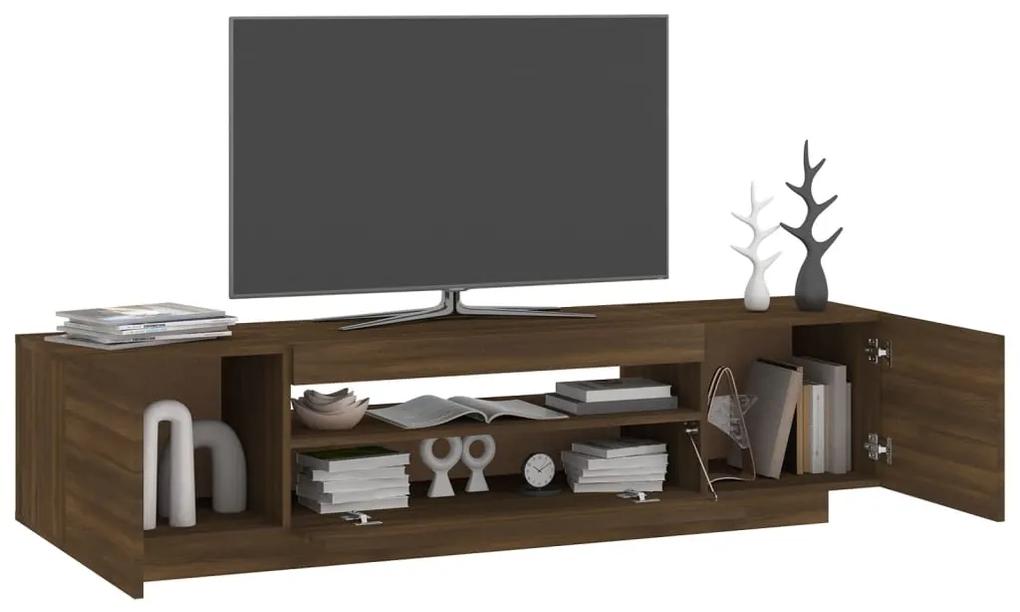 Comoda TV cu lumini LED, stejar maro, 160x35x40 cm 1, Stejar brun