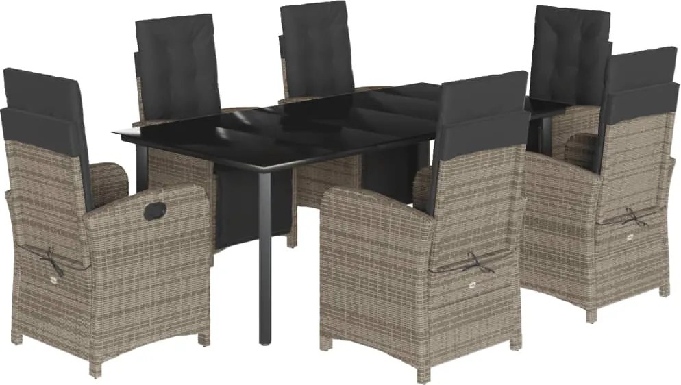 vidaXL Set mobilier de grădină cu perne, 7 piese, gri, poliratan