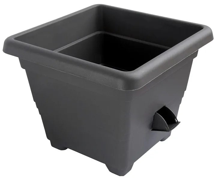 Ghiveci cu auto-udare gri antracit 35 x 35 cm Bergamot - Plastia