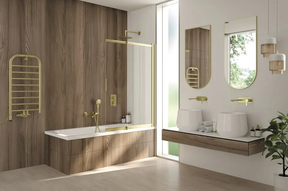 PRIZMA – Paravan de baie 100x140 cm KTJ_R73R Finisaj: Auriu periat