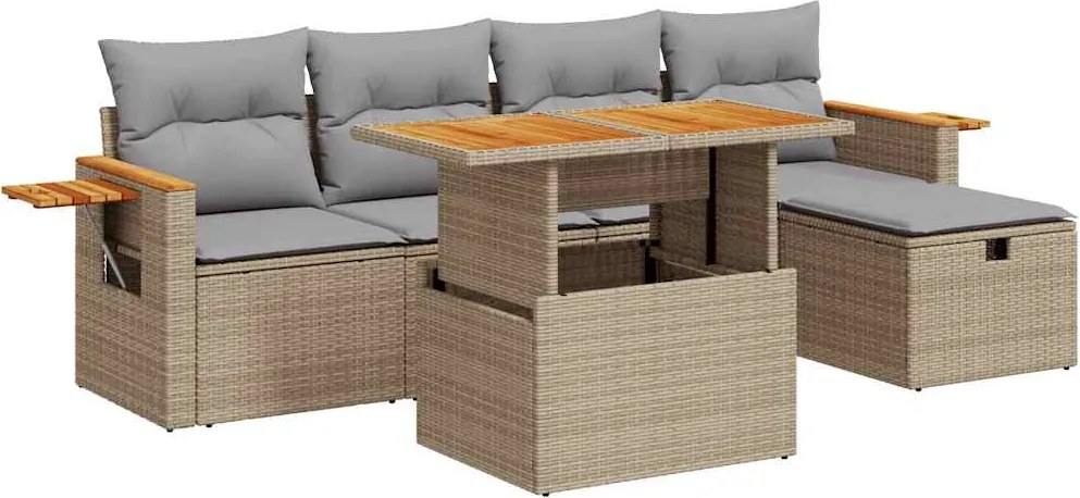 vidaXL Set canapele de grădină cu perne, 6 piese, bej, poliratan