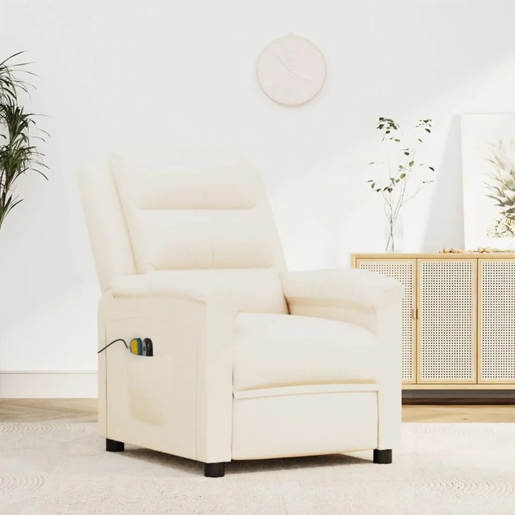 3098995 vidaXL Fotoliu de masaj electric, crem, piele ecologică