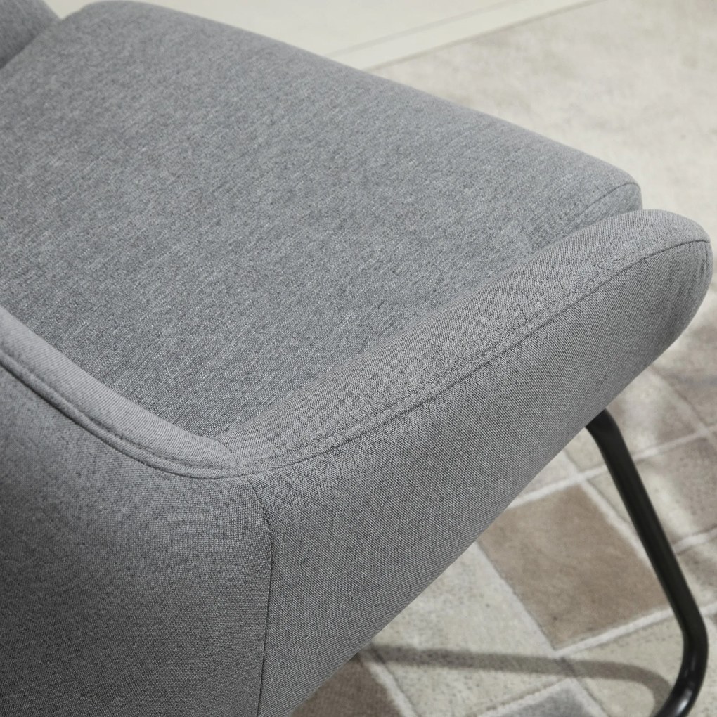 HOMCOM Set Fotoliu cu Pouf pentru picioare, Capitonate, Mobilier Casa si Birou, din Metal si Tesatura, Gri
