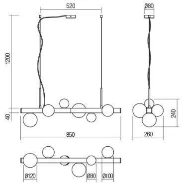 Lustră pe cablu GOJI Redo 01-2374 6xG9/28W/230V auriu