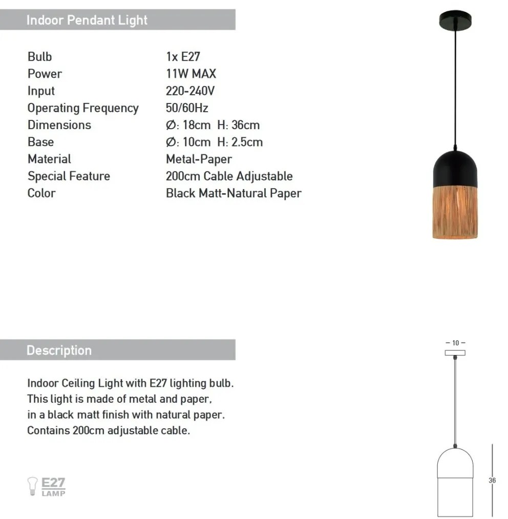 Lustra/pendul design decorativ natural Paper D-18cm