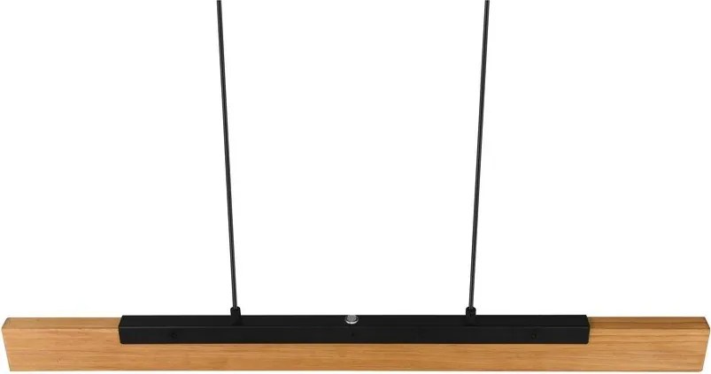 Lustră negru-mat LED cu abajur din lemn Kerala – Trio