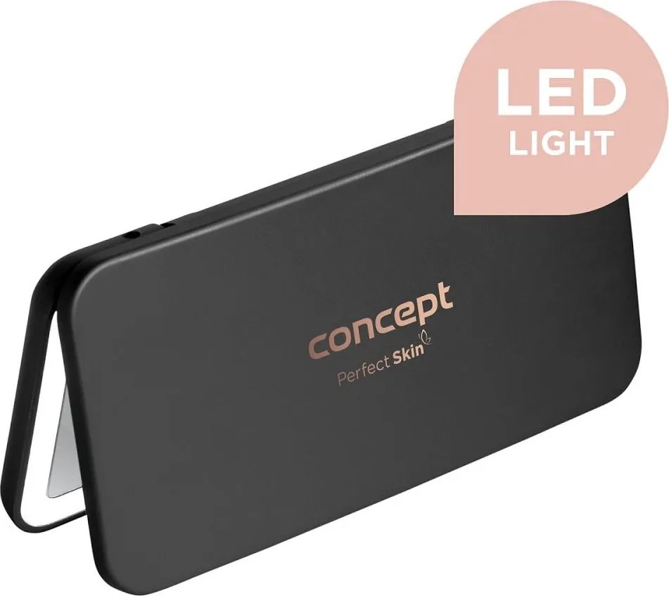 Concept KZ2020 - Oglindă cosmetică LED PERFECT SKIN 1,5W/5V 300 mAh, neagră