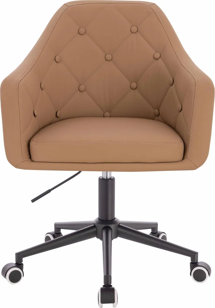 HR831K Scaun Caramel Piele Ecologica Premium Soft cu Bază Neagră