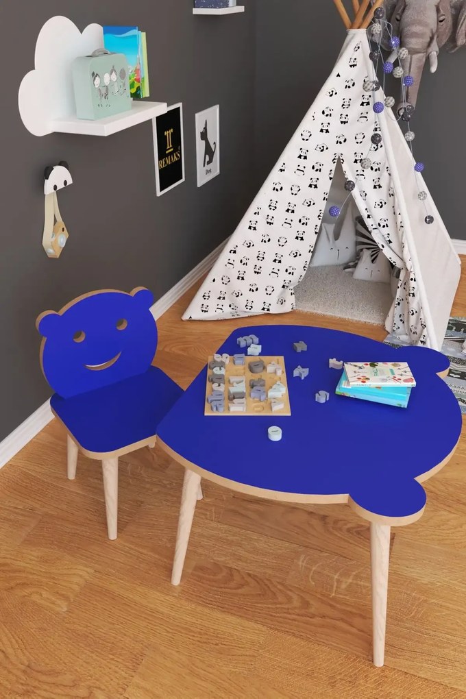 Set masa + 1 scaun copii – PAL albastru, Panda