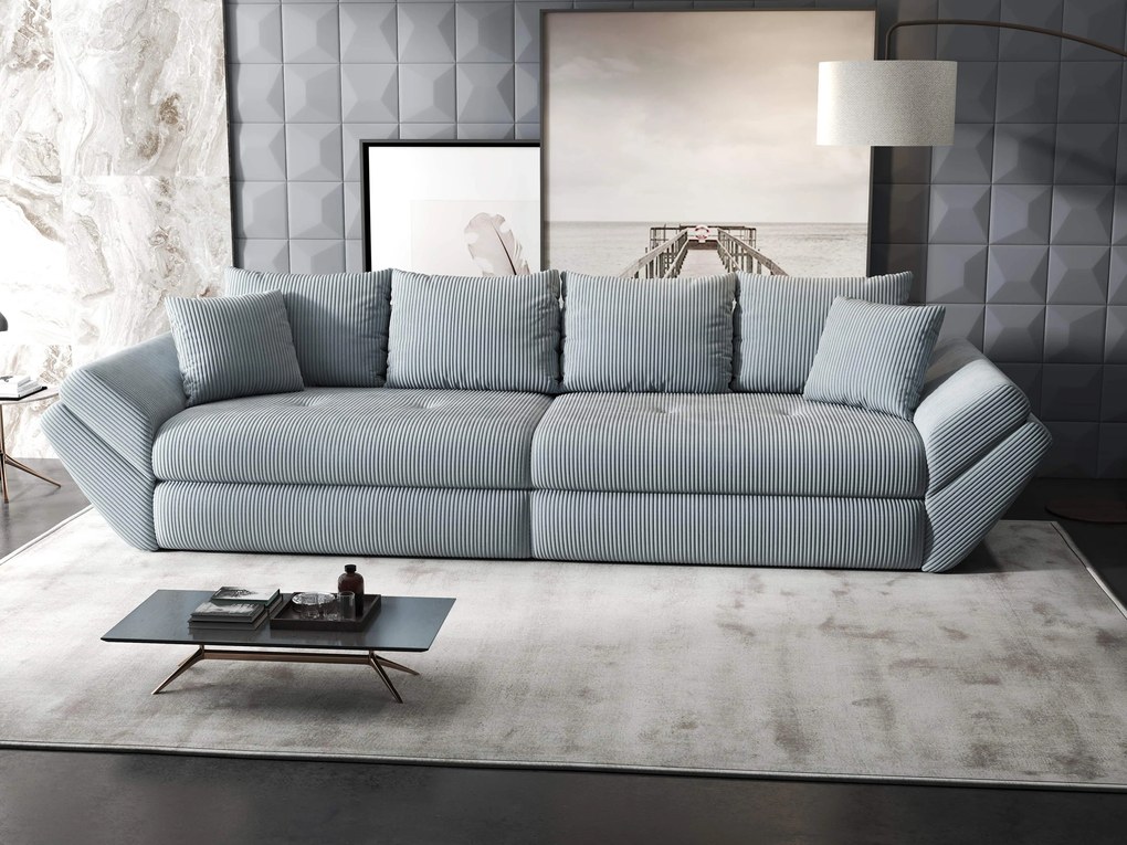 Canapea extensibilă dumonde cu ladă de depozitare si sezut confortabil din spuma high-density, Loana Zoom Gri 300x100 cm