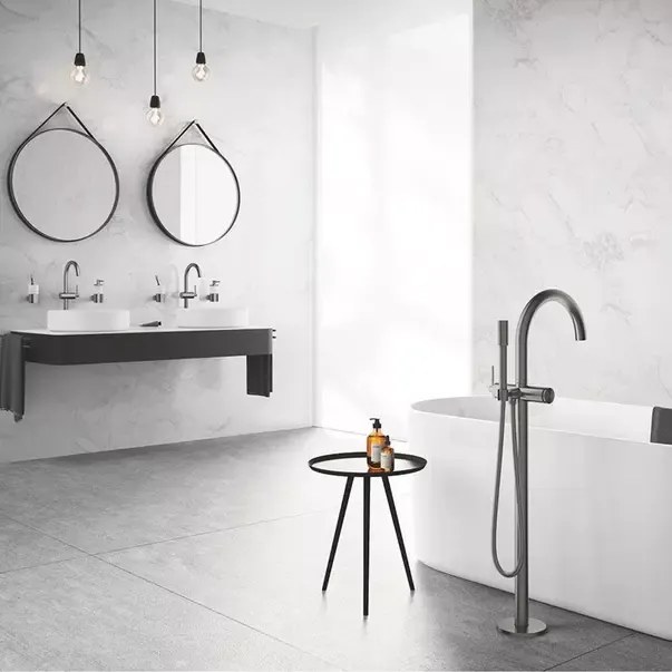 Baterie lavoar inalta Grohe Atrio XL monocomanda antracit periat Hard Graphite