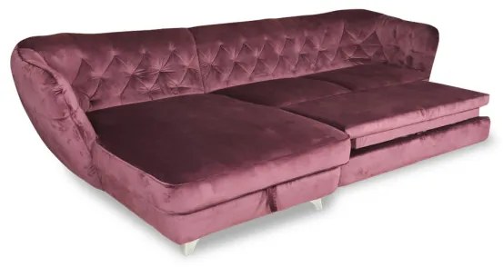 Coltar Extensibil Cu Lada Depozitare Retro, Stanga, Mov, 302 X 188 Cm
