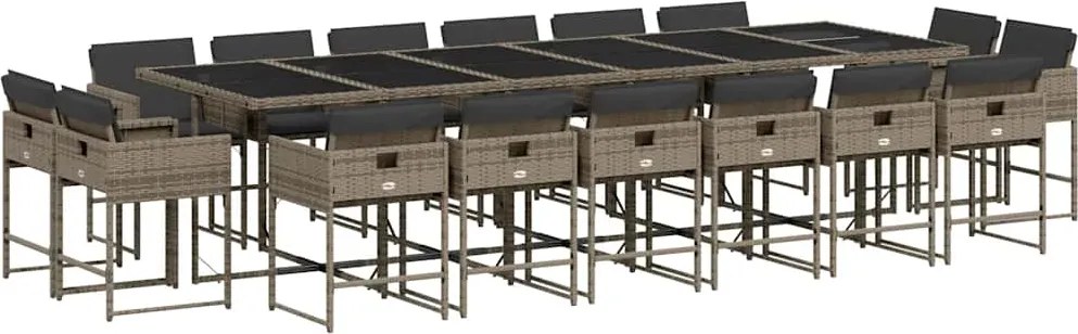 vidaXL Set mobilier de grădină cu perne, 17 piese, gri, poliratan
