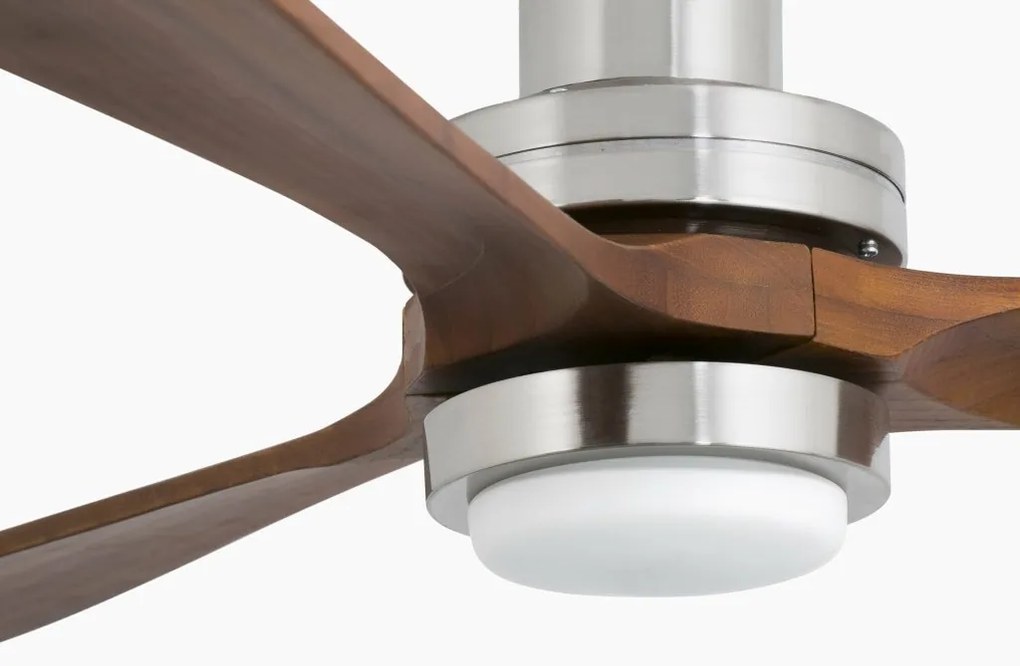 Lustra cu Ventilator si telecomanda LANTAU L LED nickel/ lemn maro