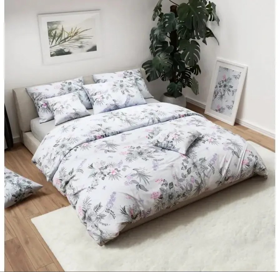 Lenjerie de pat din bumbac FLORAL alb Dimensiune lenjerie de pat: 70 x 90 cm | 140 x 200 cm