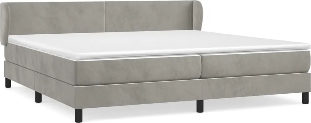 vidaXL Pat box spring cu saltea, gri deschis, 200x200 cm, catifea