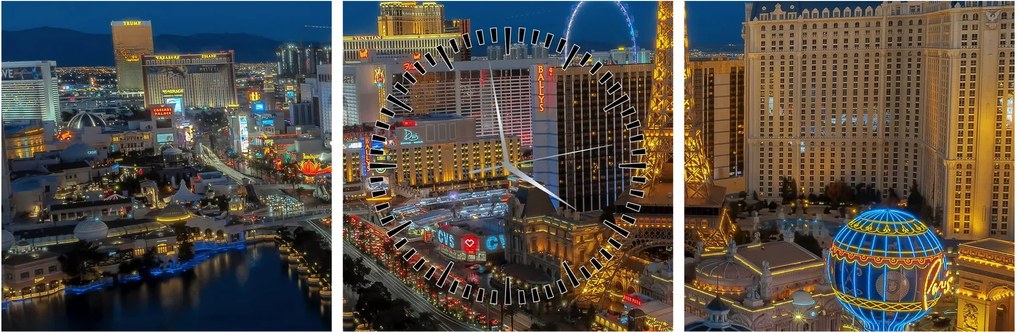 Tablou - Las Vegas (cu ceas) (90x30 cm)