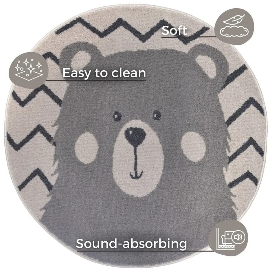 Covor pentru copii gri ø 140 cm Bear – Hanse Home